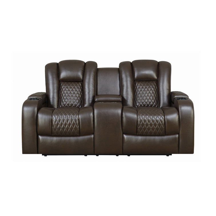 Wildon Home® Joy Faux Leather Power Reclining Home Theater Seating with